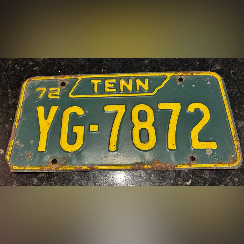 Vintage 1972 Tennessee License Plate